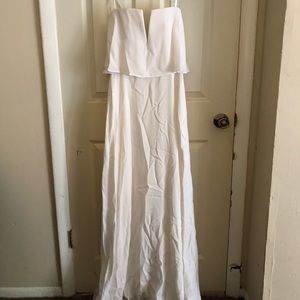 White BCBG plunging maxi dress